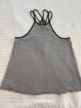 Zenana Outfitters Black & White Striped Racerback Tank
